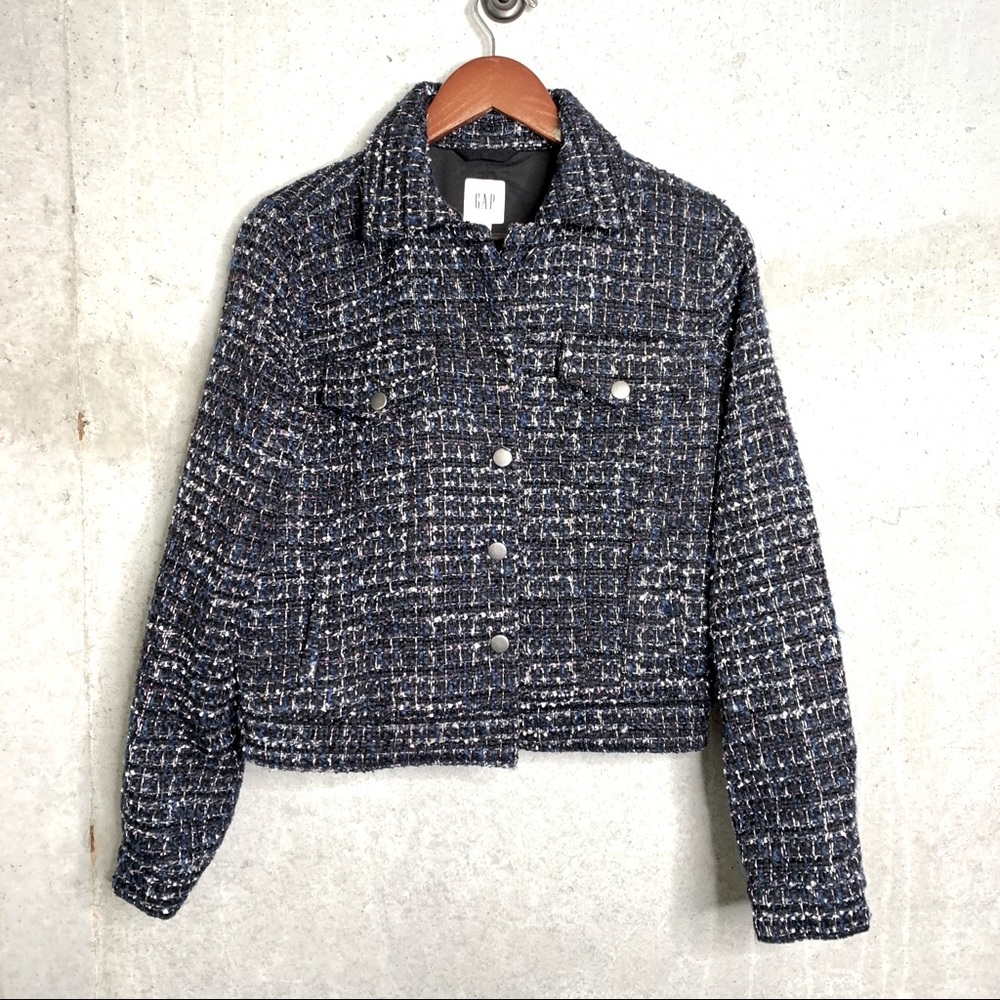 Gap blue tweed moto blazer size small